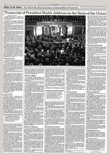 STATE OF THE UNION; Transcript of President Bush's Address on the State ...