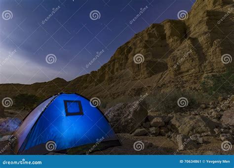 Night desert stock image. Image of camping, canyon, tent - 70634861