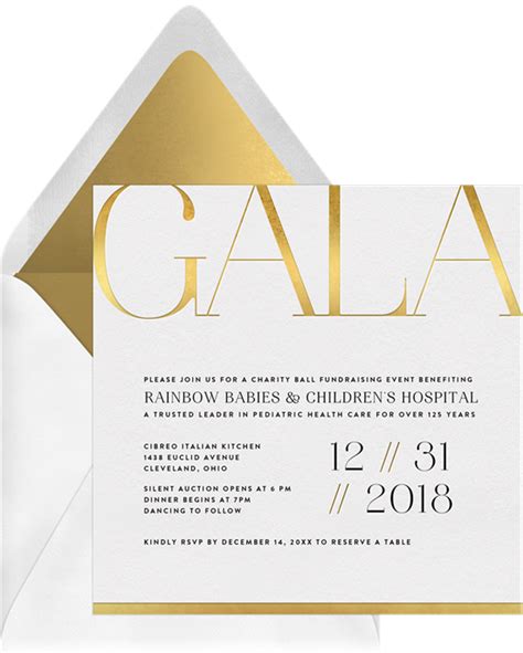 Modern Gala Invitations in White | Greenvelope.com | Gala invitation ...