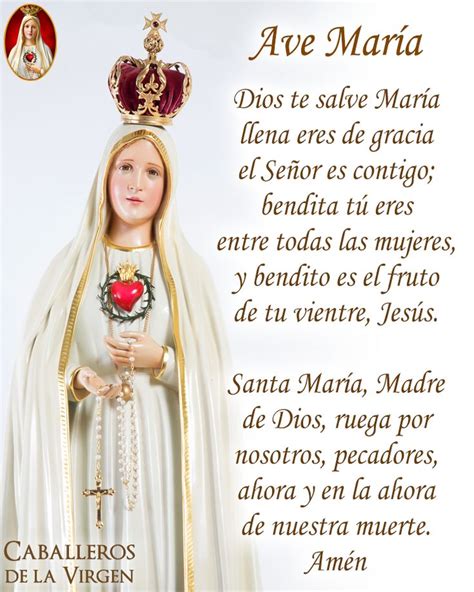 Dios te salve María llena eres de gracia el Señor es contigo; bendita ...