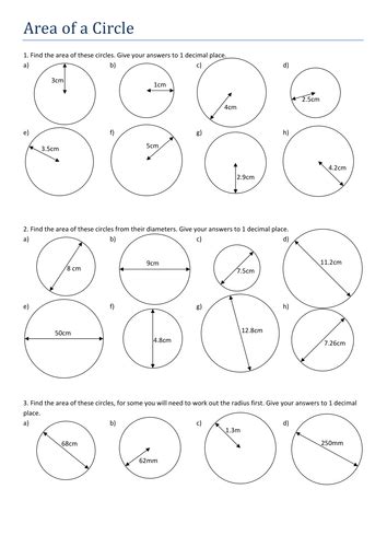 Area Of Circle Worksheet Grade 5