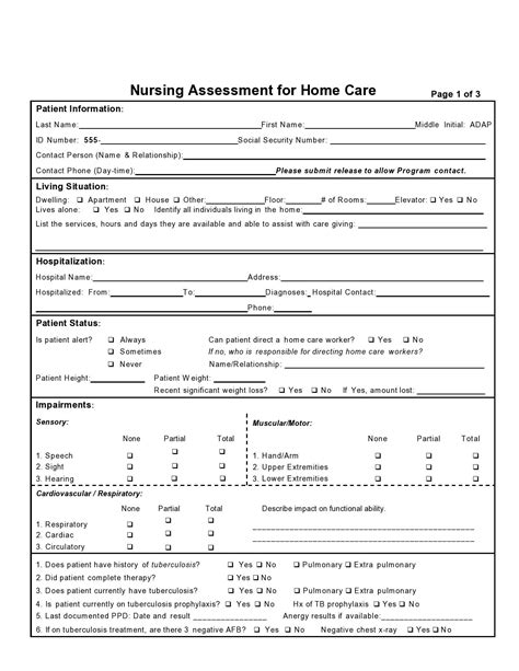 Free Printable Nursing Assessment Forms - Printable Form, Templates and ...