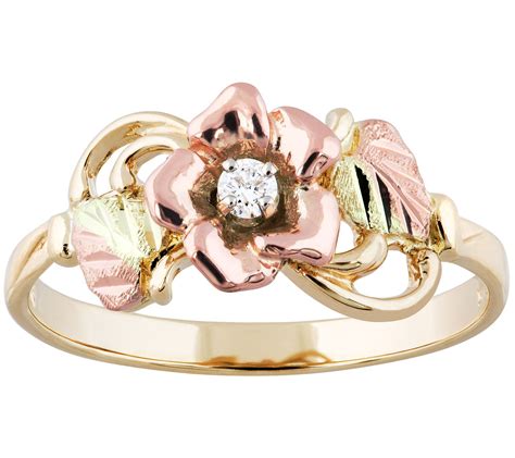 Black Hills Gold Diamond Accent Floral Ring, 10K/12K Gold - QVC.com ...