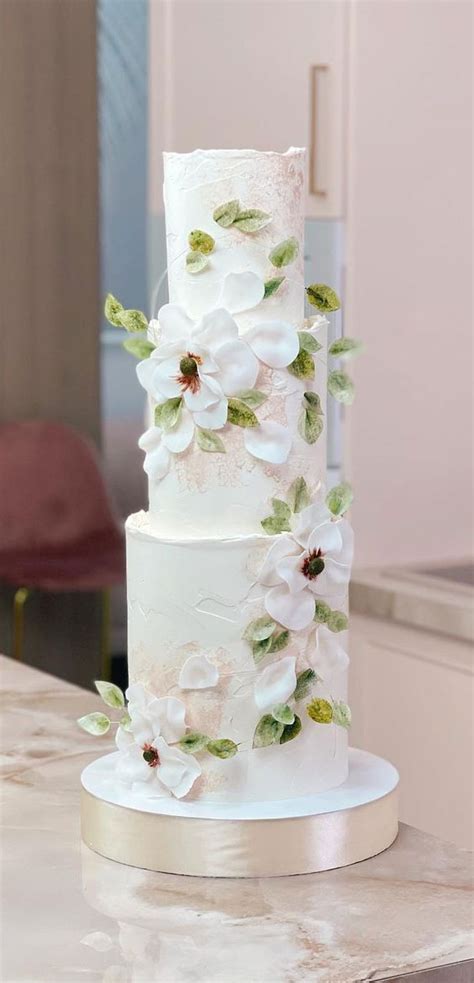 50 Beautiful Wedding Cakes in 2022 : White Flower Cascading Cake