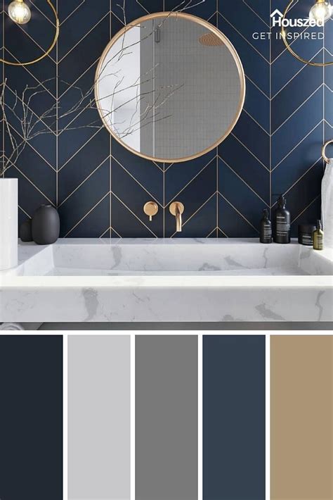 Blue, Gold & Grey Color Inspiration in 2020 | Bathroom color schemes ...