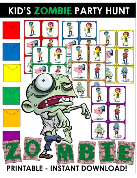 Zombie Party Game for kids - printable scavenger hunt