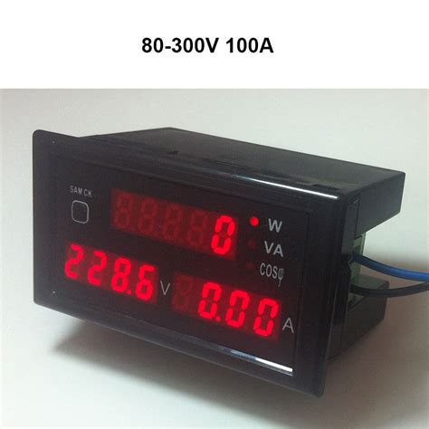 AC 80 300V 0 100A voltage amp power meter monitor with red led display ...