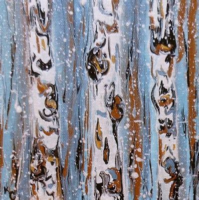 Aspen Tree Paintings: Winter Aspens II, 6x6x7/8 Original Contemporary ...