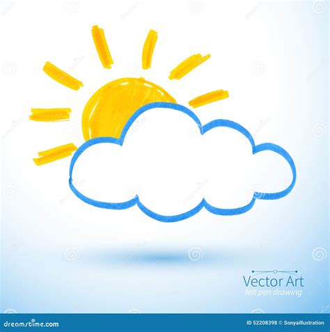 Sun and cloud stock vector. Illustration of season, nature - 52208398