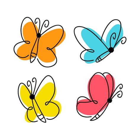 Free Vector | Hand drawn butterfly outline set