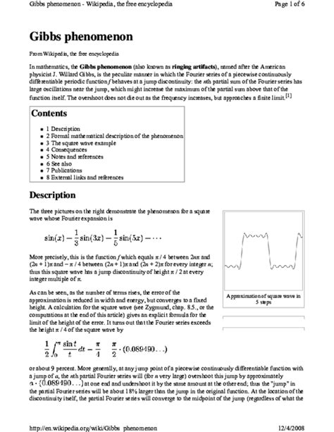 (PDF) Gibbs phenomenon | Arun Kumar - Academia.edu