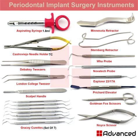 Range Of Periodontal Instruments Dental Implants Set Oral Surgery Root ...