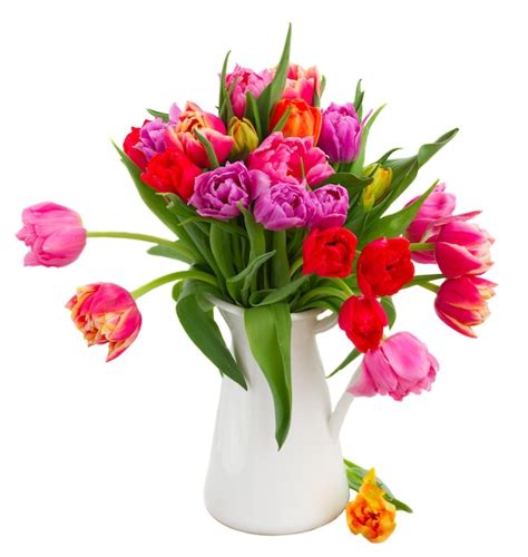 Premium Photo | Bouquet of pink purple and red tulips