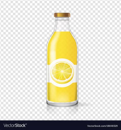 Lemon juice glass bottle with label Royalty Free Vector