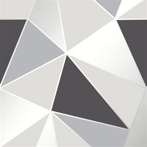 Apex Geometric Black and Silver Metallic Geo Wallpaper