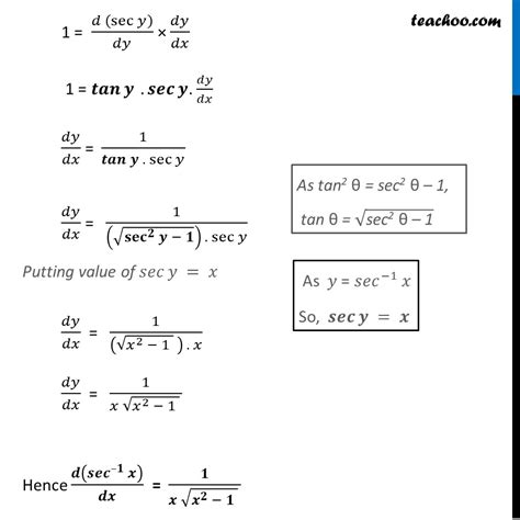 Derivative of sec-1 x (Sec inverse x) - Teachoo [with Video]