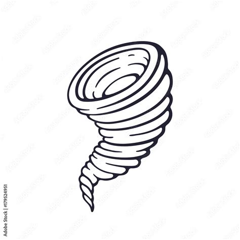 Vector illustration. Hand drawn doodle of tornado swirl. Cartoon sketch ...