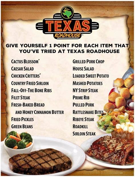 Menu at Texas Roadhouse BBQ, Port St. Lucie