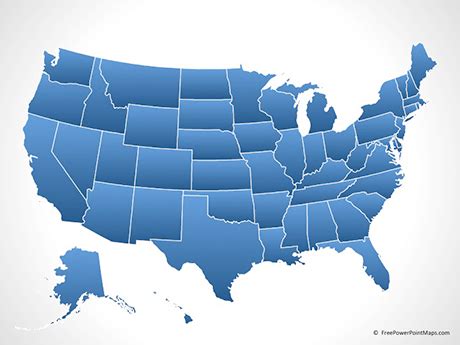 Printable PowerPoint® Map of the United States of America with States ...