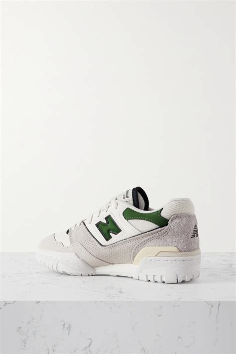 NEW BALANCE 550 Suede-Trimmed Leather And Mesh Sneakers in White | Endource