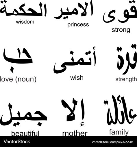 Arabic symbols tattoo set collection in format Vector Image