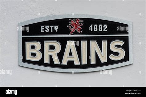 Brains Brewery sign logo Stock Photo - Alamy