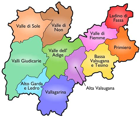 Districts Map of Trento - MapSof.net