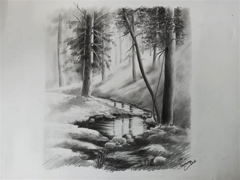 Pencil sketch scenery | Pencil sketches landscape, Nature sketches ...