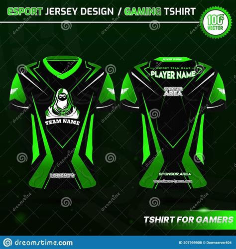 Gaming Tshirt With Dark & Green Color Stock Vector - Illustration of ...