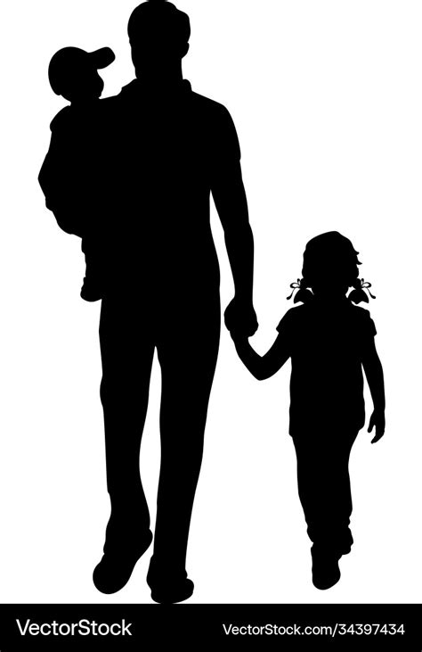 Father And Son Walking Silhouette