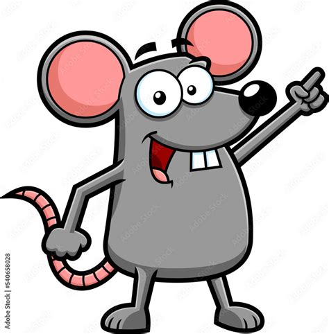 Funny Mouse Cartoon Character Pointing. Vector Hand Drawn Illustration ...