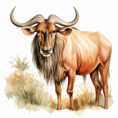 Premium AI Image | there is a painting of a large horned animal ...