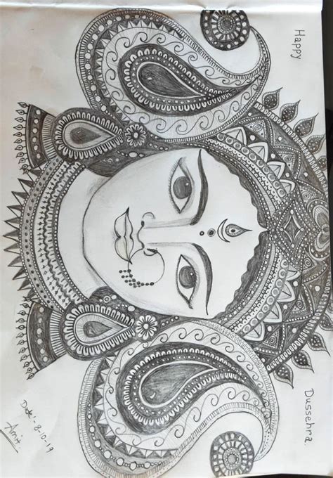 Lord Maa Durga | Mandala design art, Durga painting, Pen art drawings