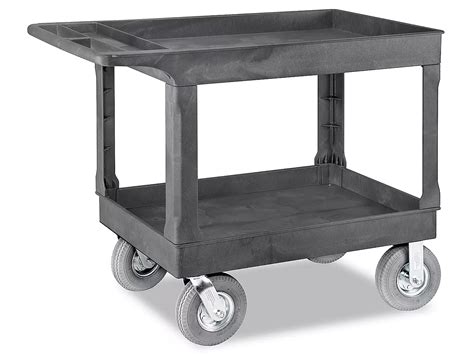 Uline Utility Cart with Pneumatic Wheels - 45 x 25 x 37", Black H ...