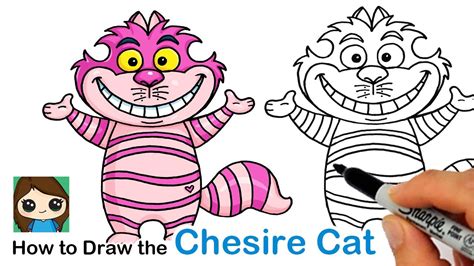 cute cheshire cat drawing - lineartdrawingsnature