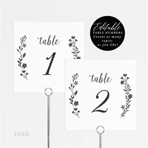 Rustic Wedding Table Numbers Printable Table Number Template | Etsy