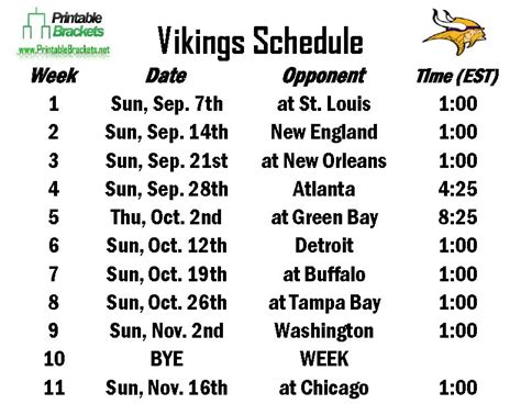 Vikings Schedule 2024 Printable Pdf 2024 - Emyle Isidora