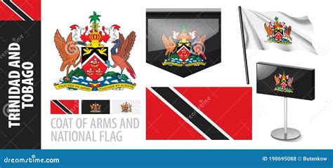 Vector Set of the Coat of Arms and National Flag of Trinidad and Tobago ...