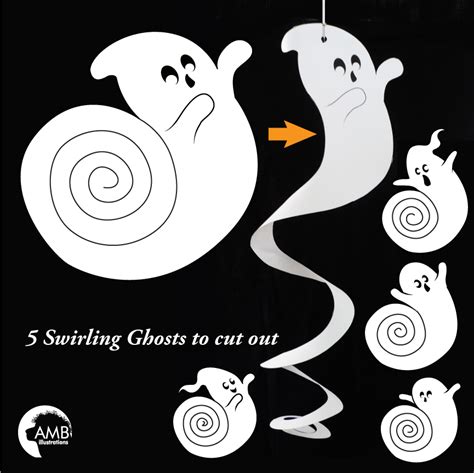 Halloween Swirly Ghosts Printables - AMBillustrations.com