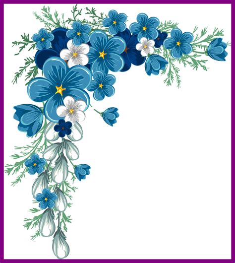 Download Blue Flower Corner Border Png Flower Corner Border Design ...