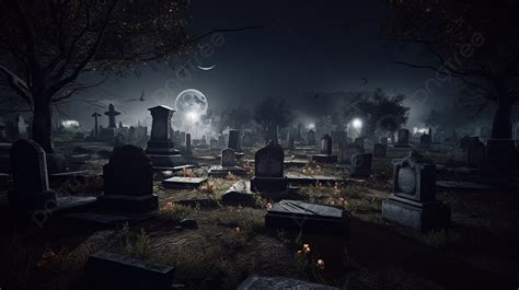 Dark Cemetery At Night To Be Used In The Dark Virtual Reality ...