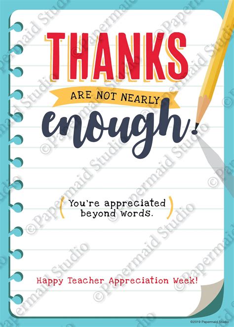 PRINTABLE Teacher Appreciation Week Card Teacher | Etsy