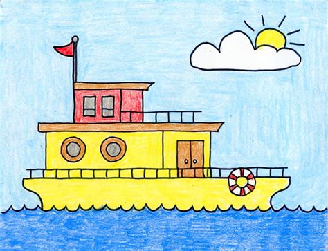 How To Draw A Houseboat Step By Step Easy Askworksheet | Images and ...