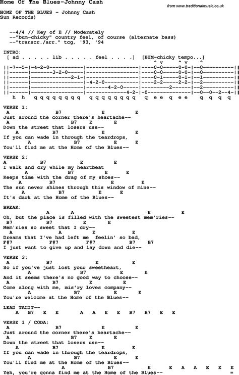 Blues Guitar lesson for Home Of The Blues-Johnny Cash, with Chords ...