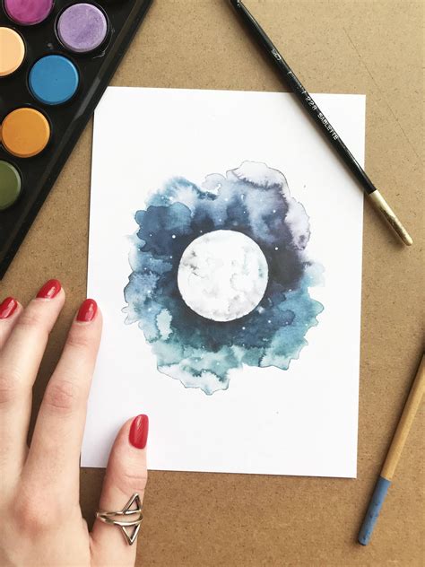 Moon Watercolor Painting at PaintingValley.com | Explore collection of ...