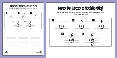 How To Draw a Treble Clef Activity (teacher made) - Twinkl