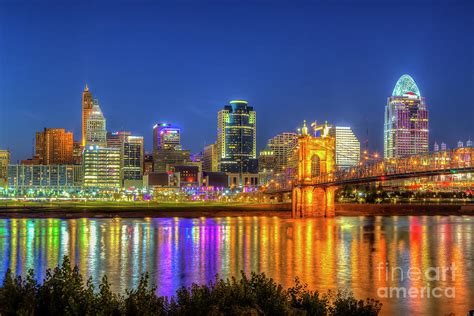 Night Cincinnati Skyline Photograph by Terrance Klassen - Fine Art America