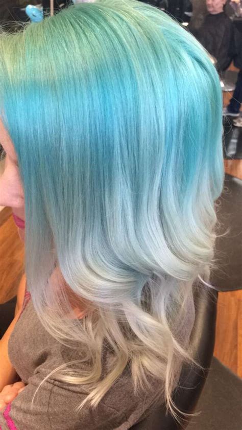 Seafoam green melted root hair color | Alternative hair, Short hair ...