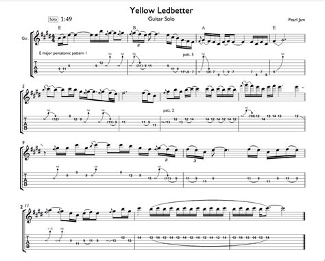 "Yellow Ledbetter" Guitar Solo Tab - Guitar Music Theory by Desi Serna