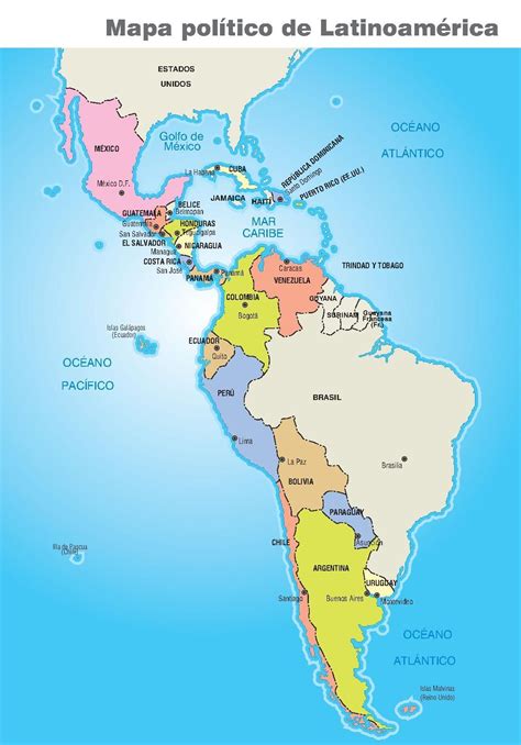 Mapa político de América latina. | Map, Green marketing, Language ...